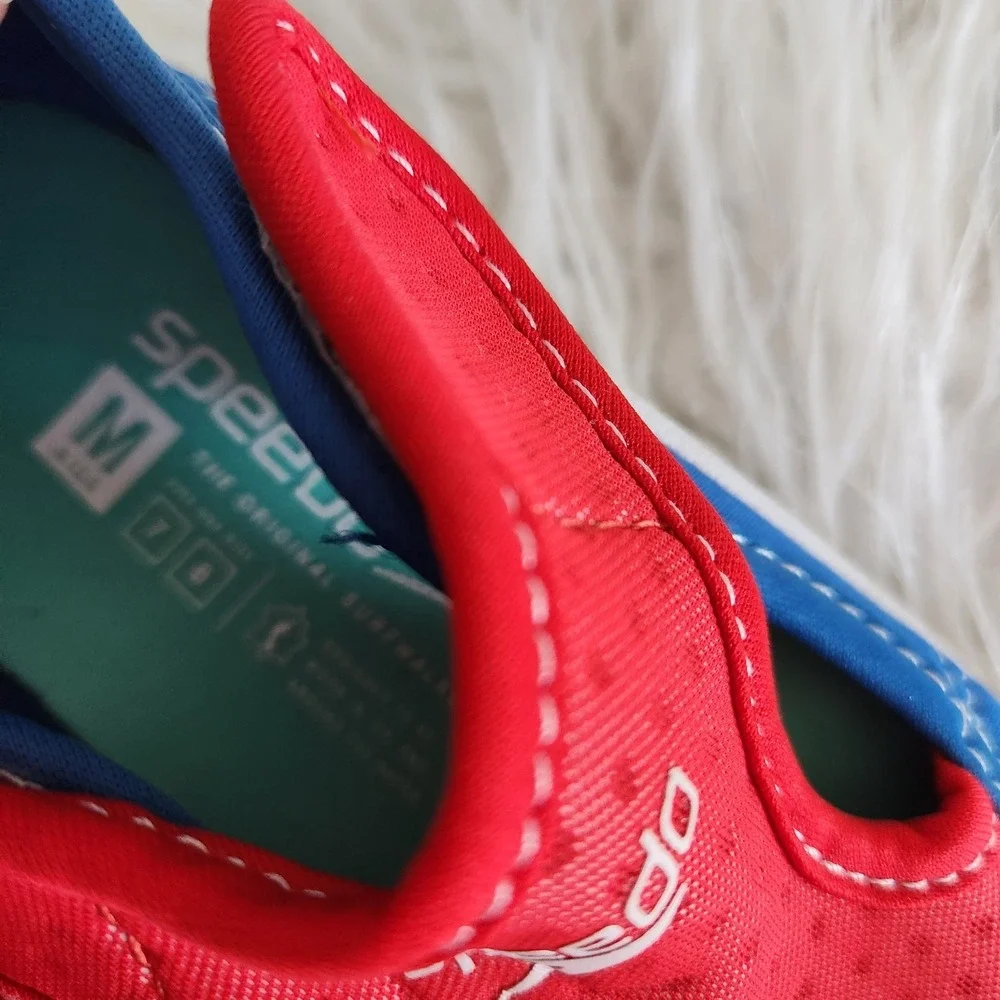 Speedo Hybrid Water Shoes Boys‎ Swim Shoes Blue & Red Sz M 7/8 Kids NWT